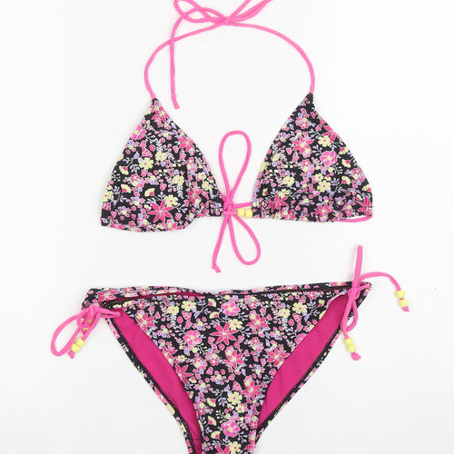 Coral Bay Womens Black Floral Polyamide Bikini Size 10
