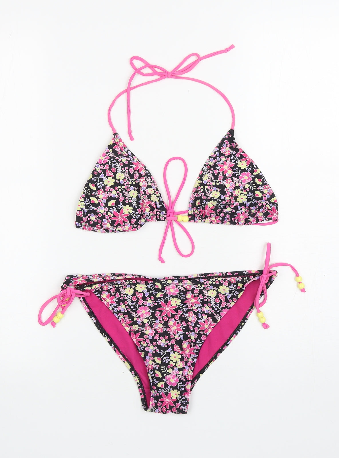 Coral Bay Womens Black Floral Polyamide Bikini Size 10