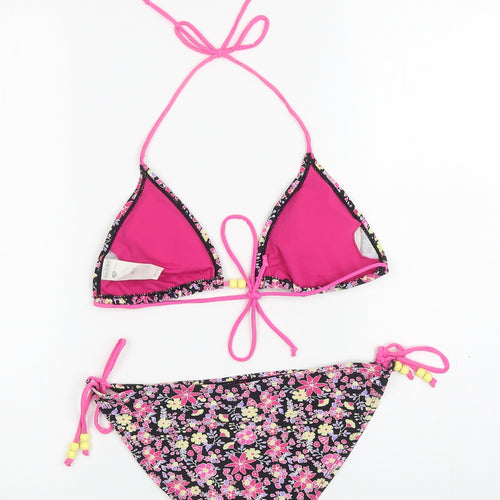 Coral Bay Womens Black Floral Polyamide Bikini Size 10