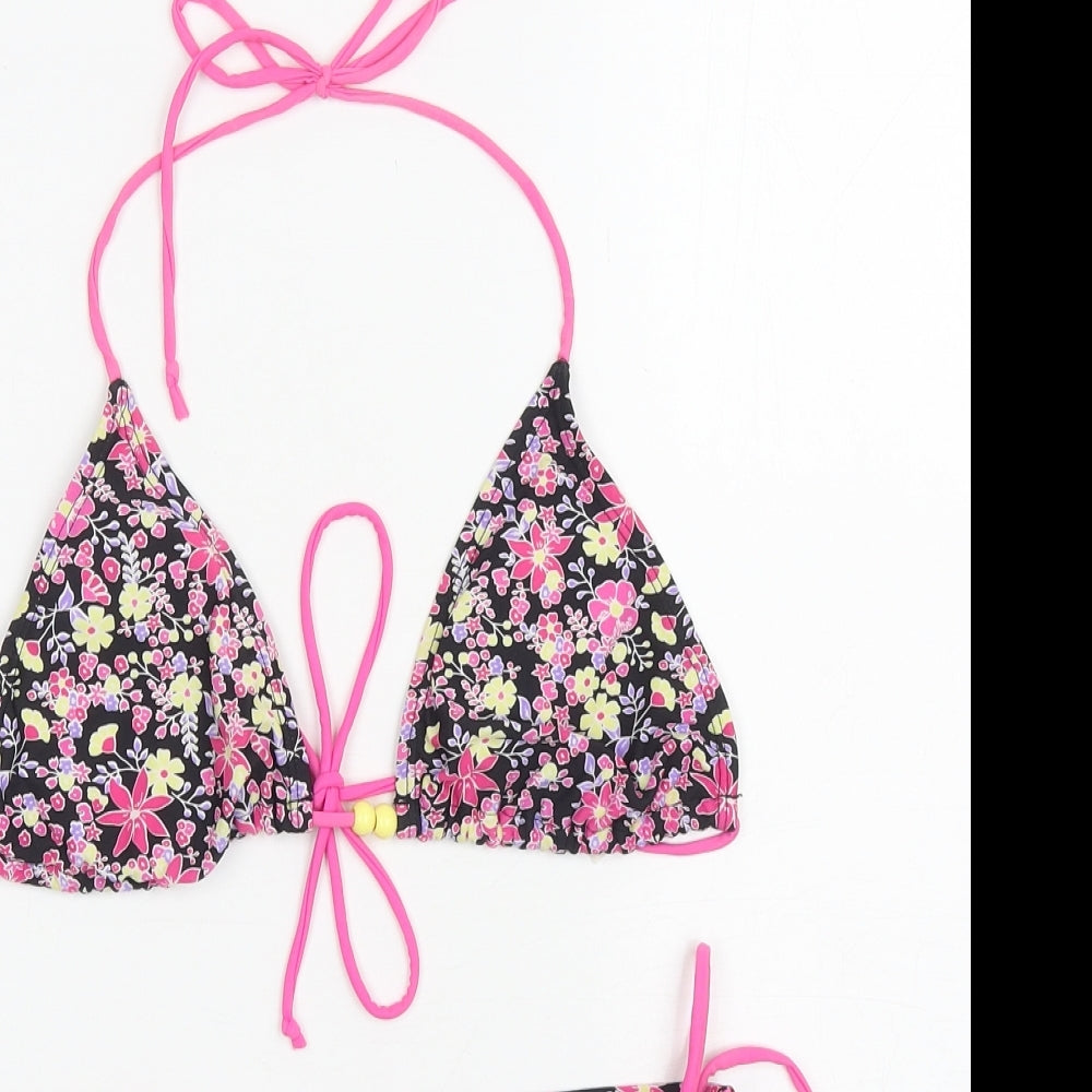 Coral Bay Womens Black Floral Polyamide Bikini Size 10