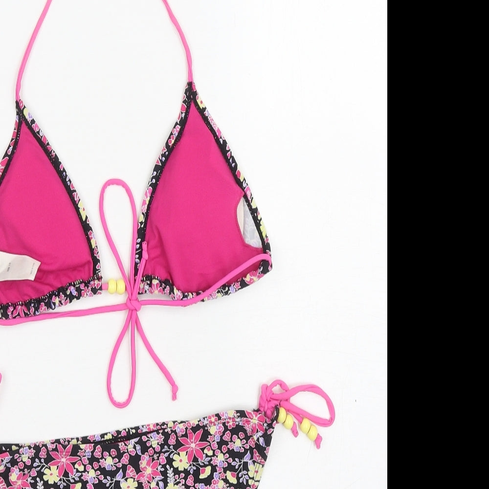 Coral Bay Womens Black Floral Polyamide Bikini Size 10