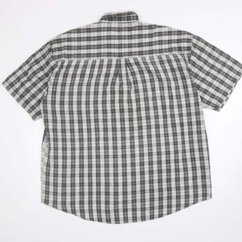Canda Mens Grey Plaid Cotton Button-Up Size XL Collared Button