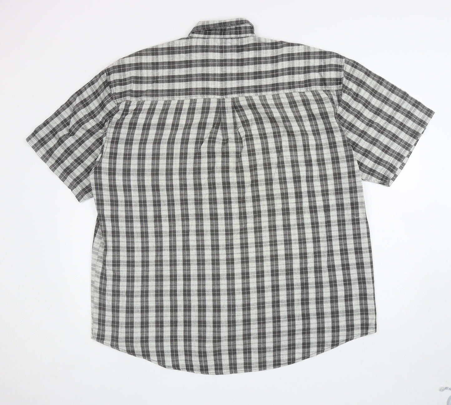 Canda Mens Grey Plaid Cotton Button-Up Size XL Collared Button