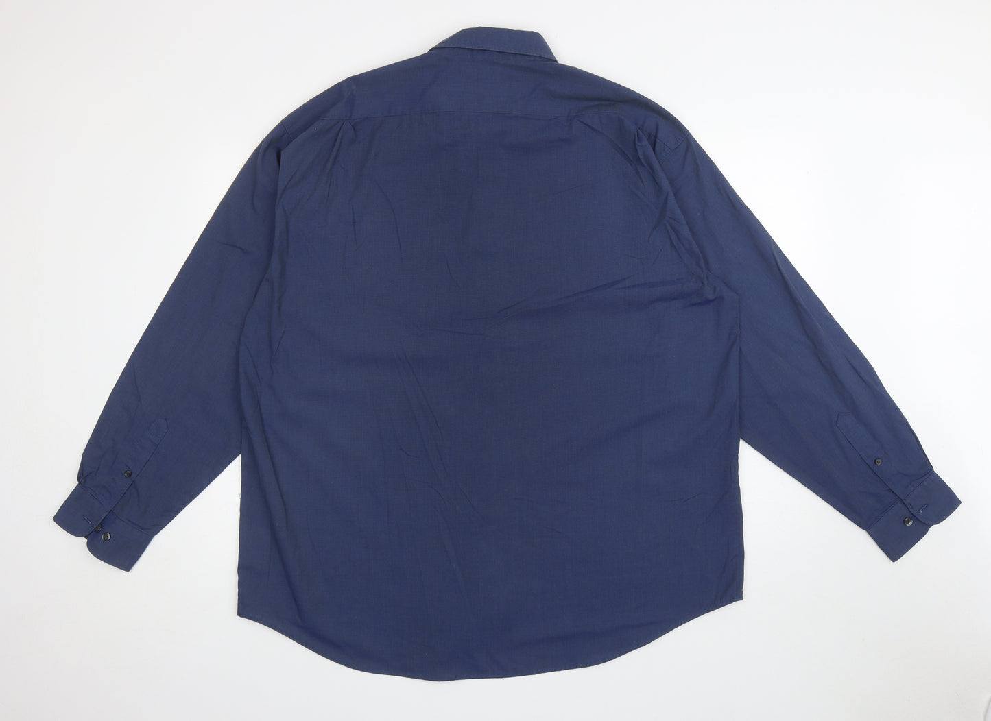 Tesco Mens Blue Cotton Dress Shirt Size 17.5 Collared Button