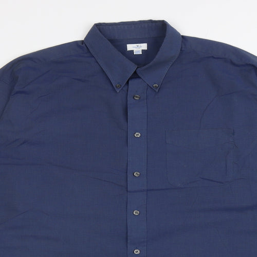 Tesco Mens Blue Cotton Dress Shirt Size 17.5 Collared Button