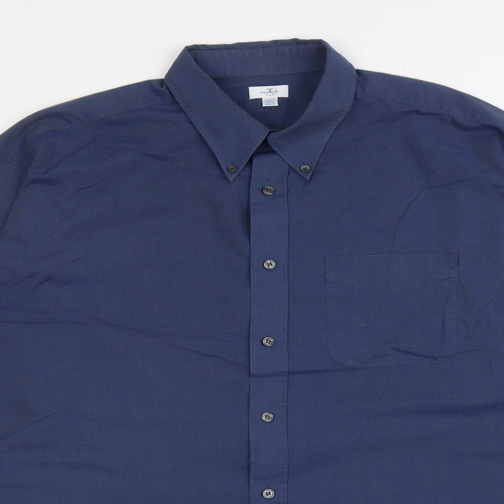 Tesco Mens Blue Cotton Dress Shirt Size 17.5 Collared Button