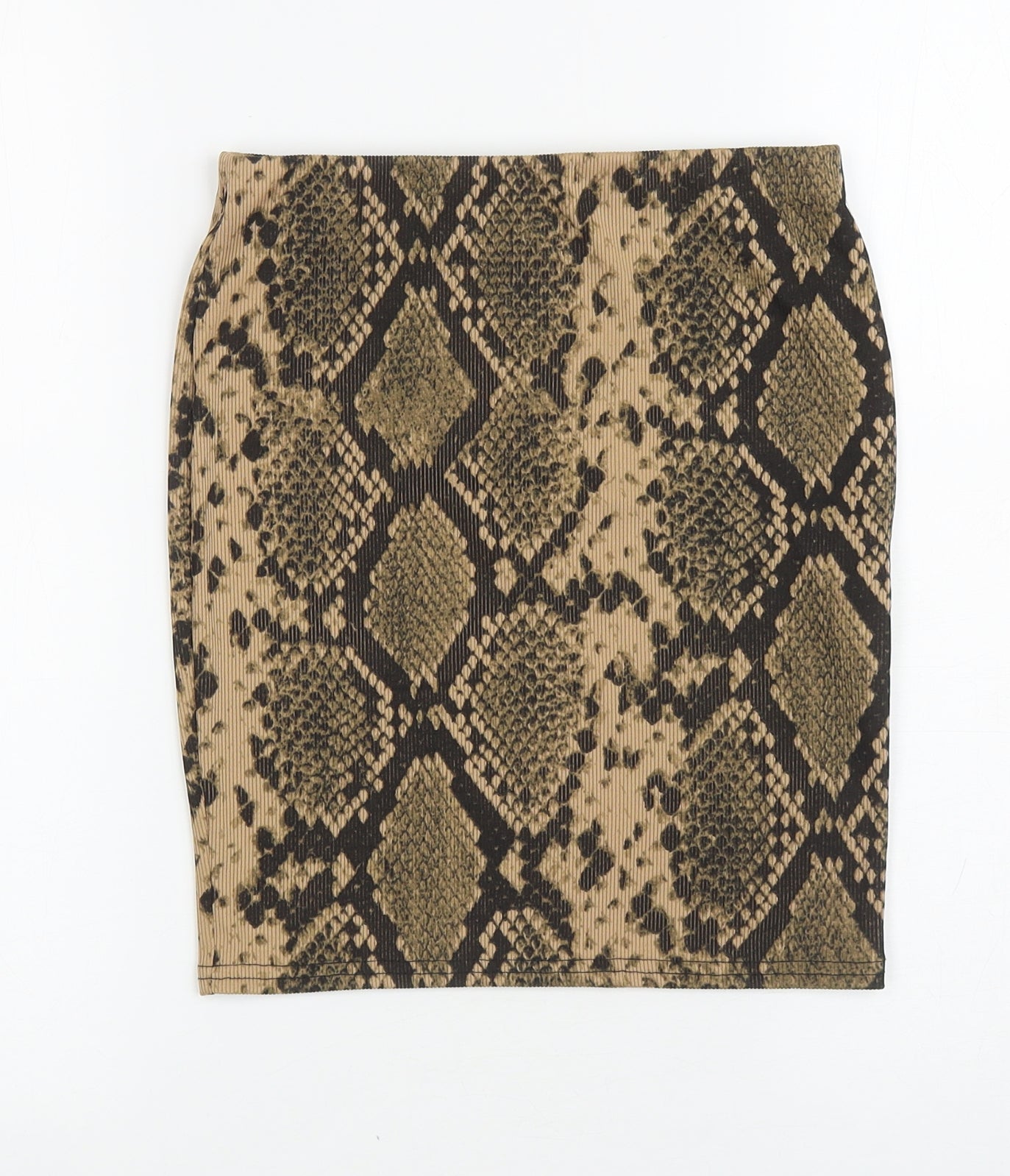 Boohoo Womens Brown Animal Print Polyester Mini Skirt Size 10 - Snake Print