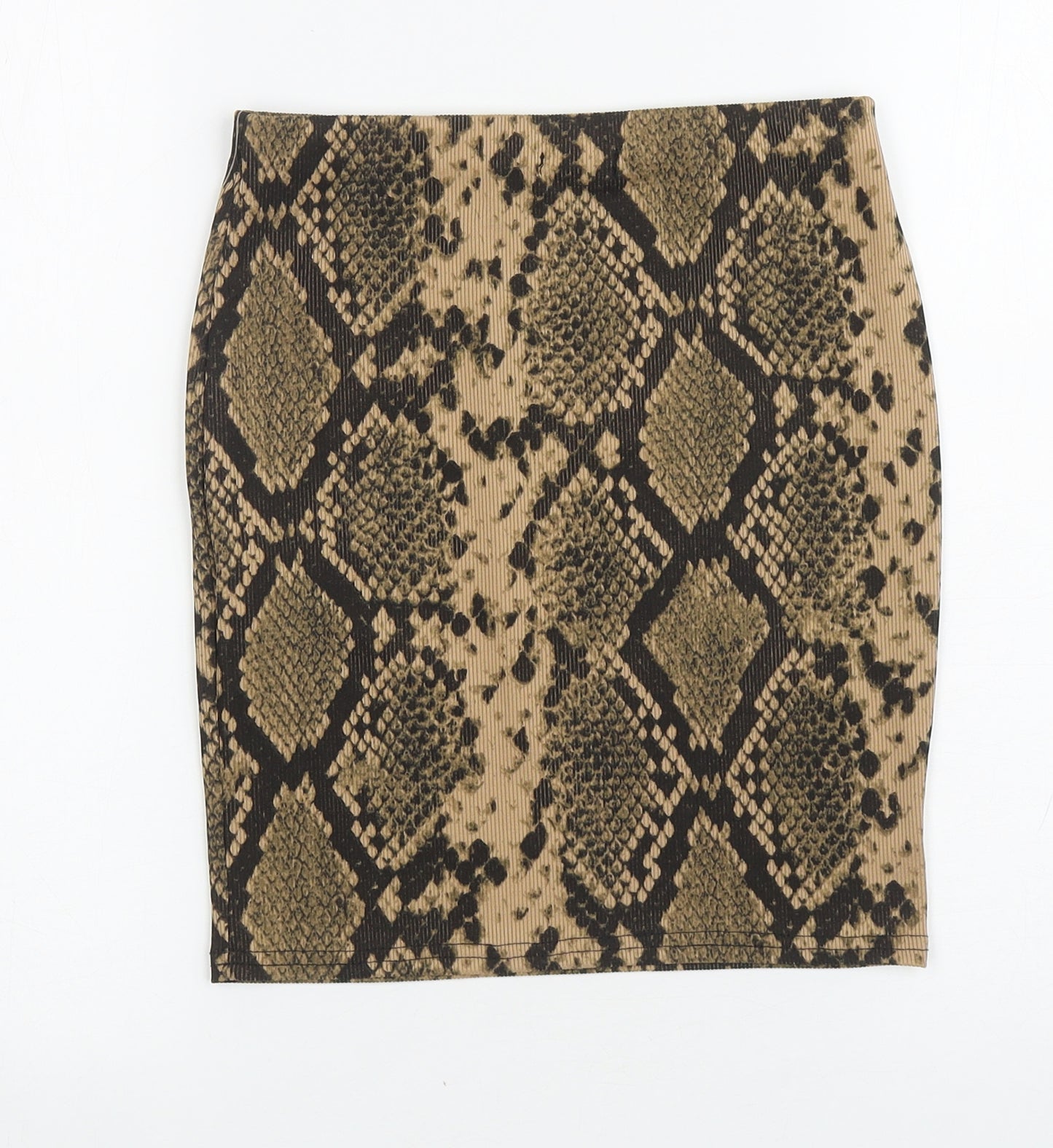 Boohoo Womens Brown Animal Print Polyester Mini Skirt Size 10 - Snake Print