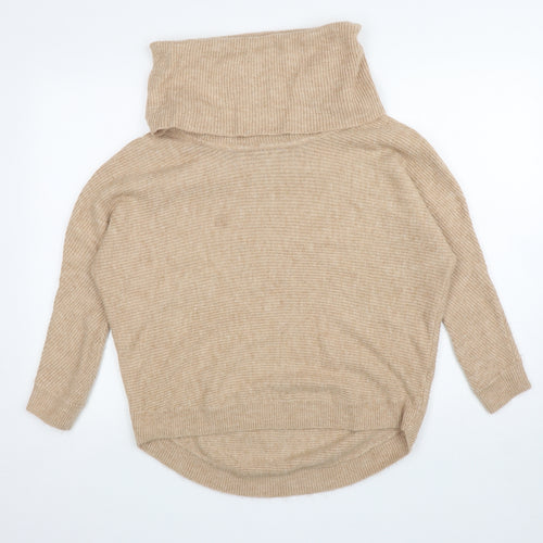 Miss Selfridge Womens Beige Roll Neck Acrylic Pullover Jumper Size 10
