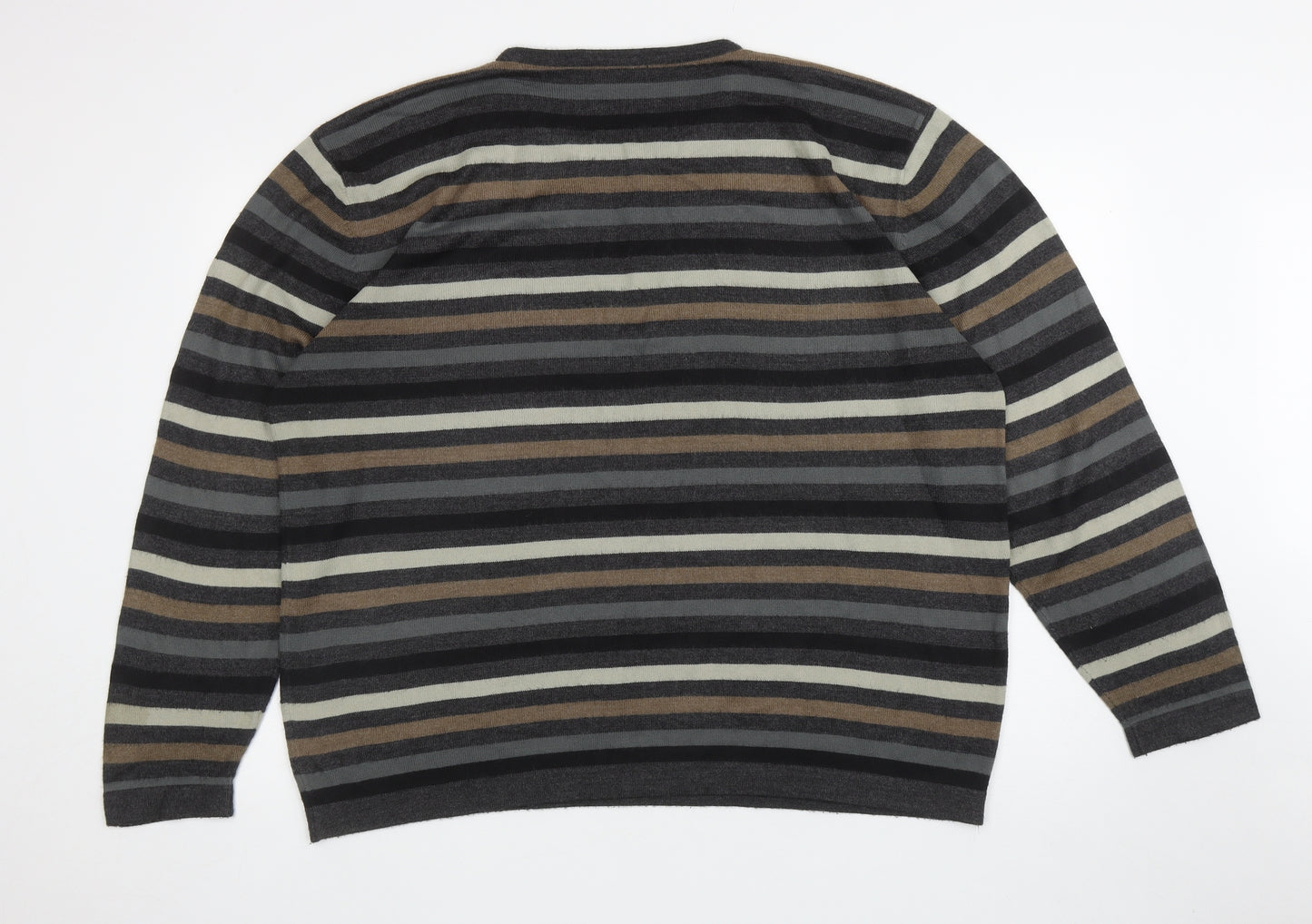 NEXT Mens Multicoloured Round Neck Striped Acrylic Pullover Jumper Size 2XL