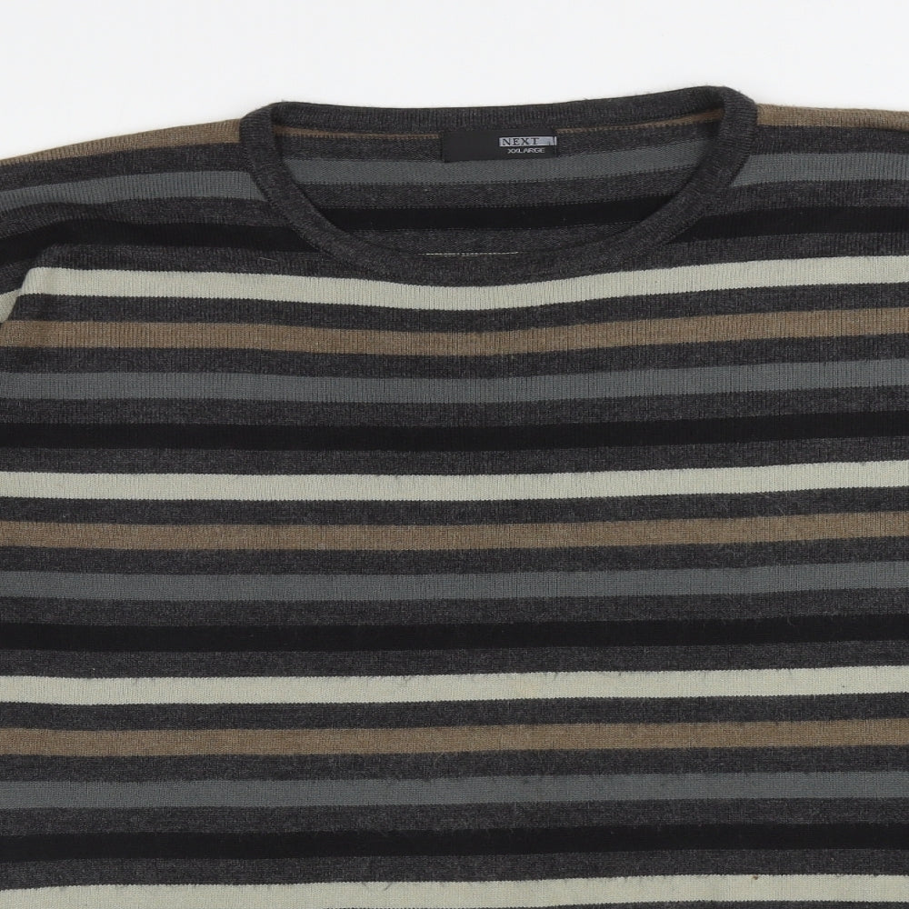 NEXT Mens Multicoloured Round Neck Striped Acrylic Pullover Jumper Size 2XL
