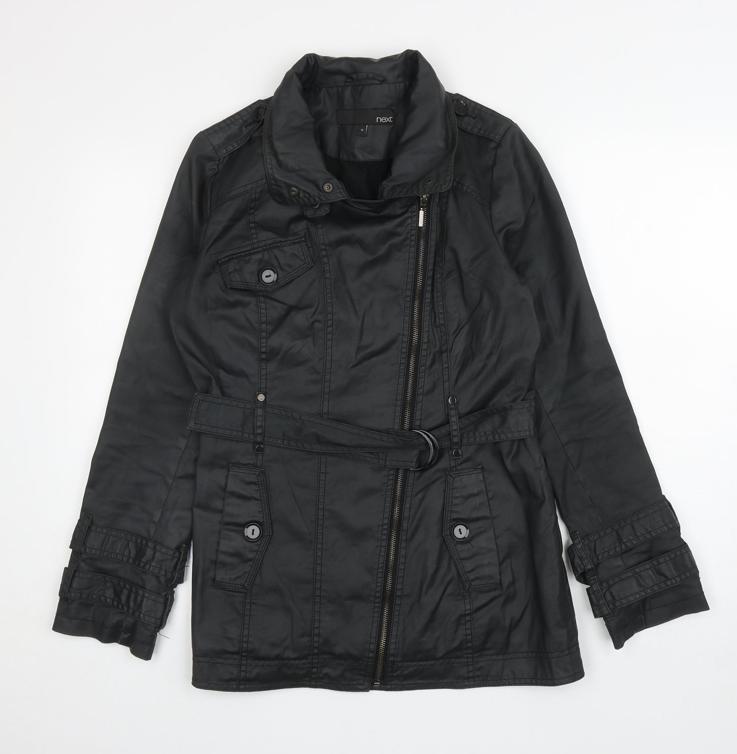 NEXT Womens Black Military Jacket Coat Size 10 Zip