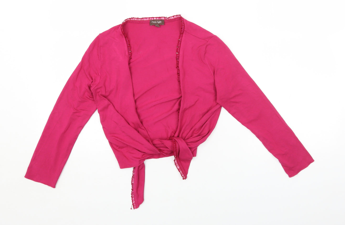 Phase Eight Womens Pink Viscose Cropped Blouse Size 8 Scoop Neck - Tie Front