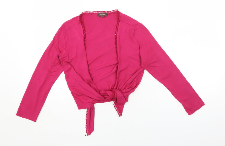Phase Eight Womens Pink Viscose Cropped Blouse Size 8 Scoop Neck - Tie Front