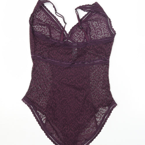 Atmosphere Womens Purple Polyamide Bodysuit One-Piece Size 12 Button
