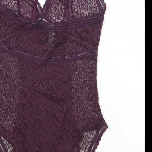 Atmosphere Womens Purple Polyamide Bodysuit One-Piece Size 12 Button