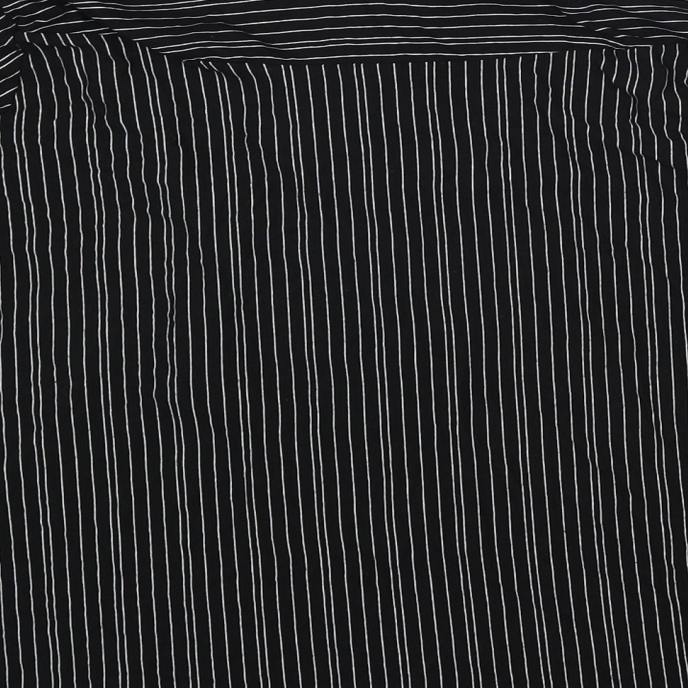 Evans Womens Black Striped Viscose Jersey Button-Up Size 28 Collared