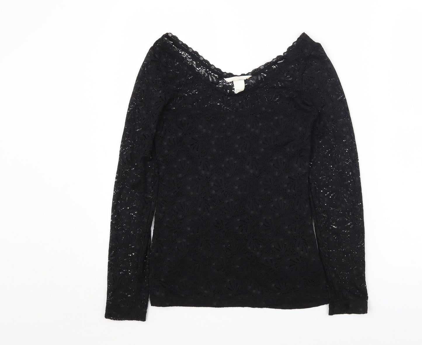 H&M Womens Black Cotton Basic T-Shirt Size XS Scoop Neck