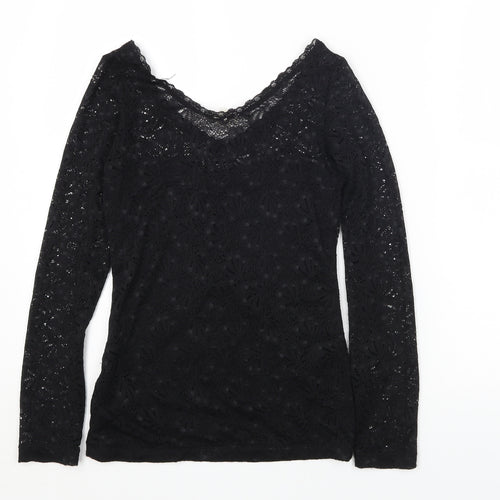 H&M Womens Black Cotton Basic T-Shirt Size XS Scoop Neck