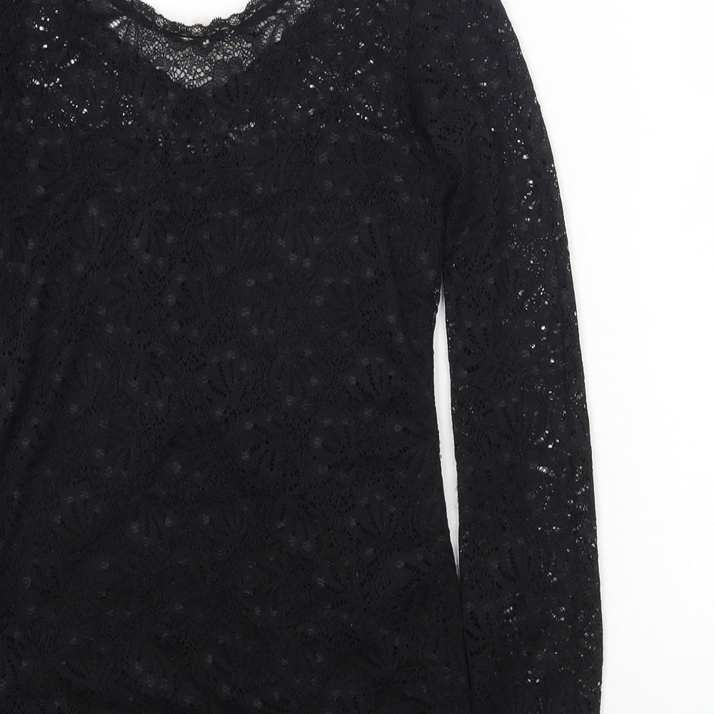 H&M Womens Black Cotton Basic T-Shirt Size XS Scoop Neck