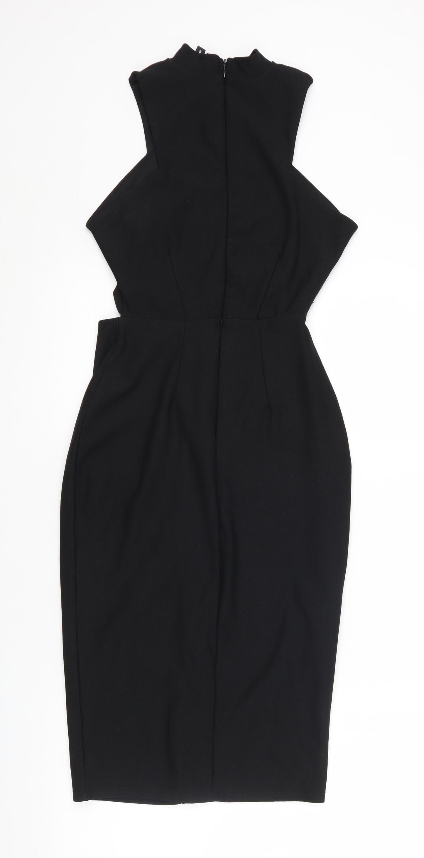 Missguided Womens Beige Polyester Bodycon Size 8 High Neck Zip