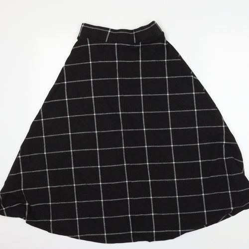 Marks and Spencer Womens Black Check Polyester Flare Skirt Size 6