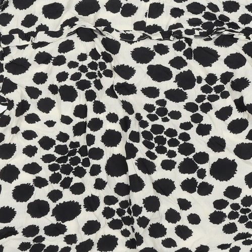 NEXT Womens Ivory Polka Dot Viscose Basic Blouse Size 10 Round Neck