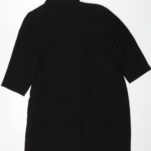 Marks and Spencer Womens Black Polyester Jacket Dress Size 20 Collared Pullover