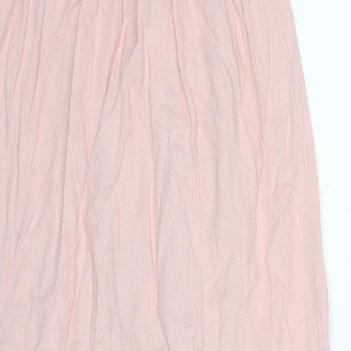 Marks and Spencer Womens Pink Linen Slip Dress Size 8 Scoop Neck Pullover