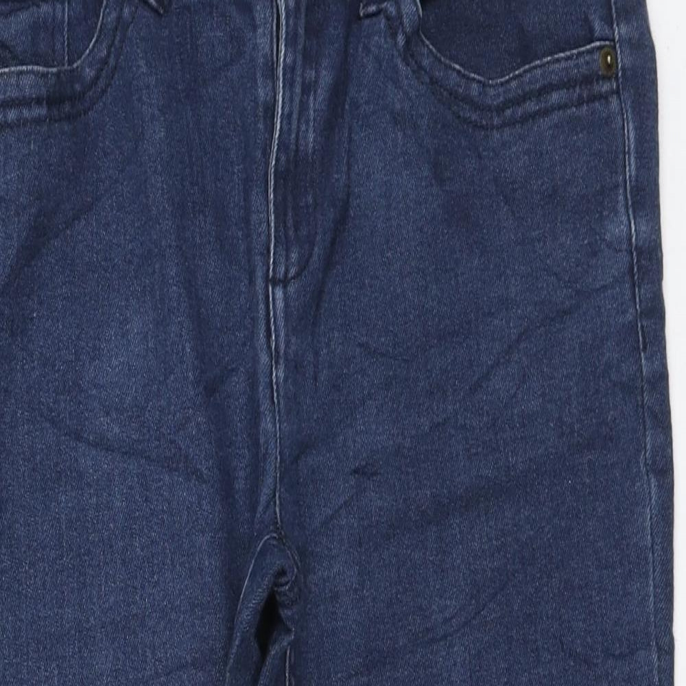 Matalan Womens Blue Cotton Compression Shorts Size 12 L18 in Regular Zip