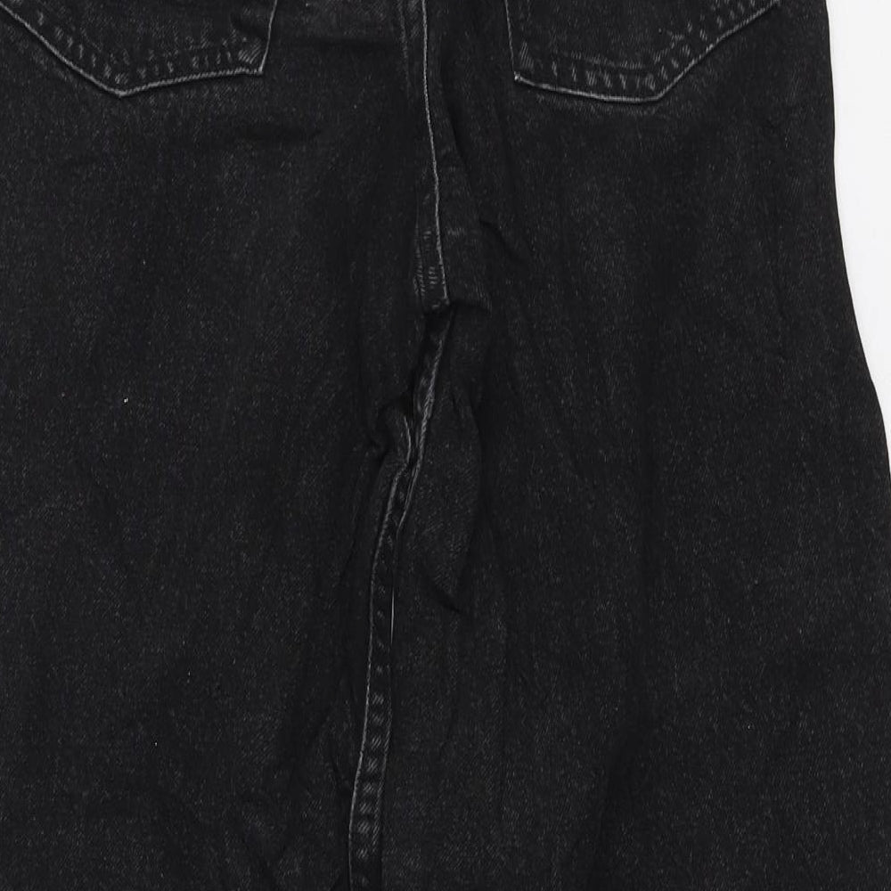Zara Womens Black Cotton Wide-Leg Jeans Size 4 L23 in Regular Zip