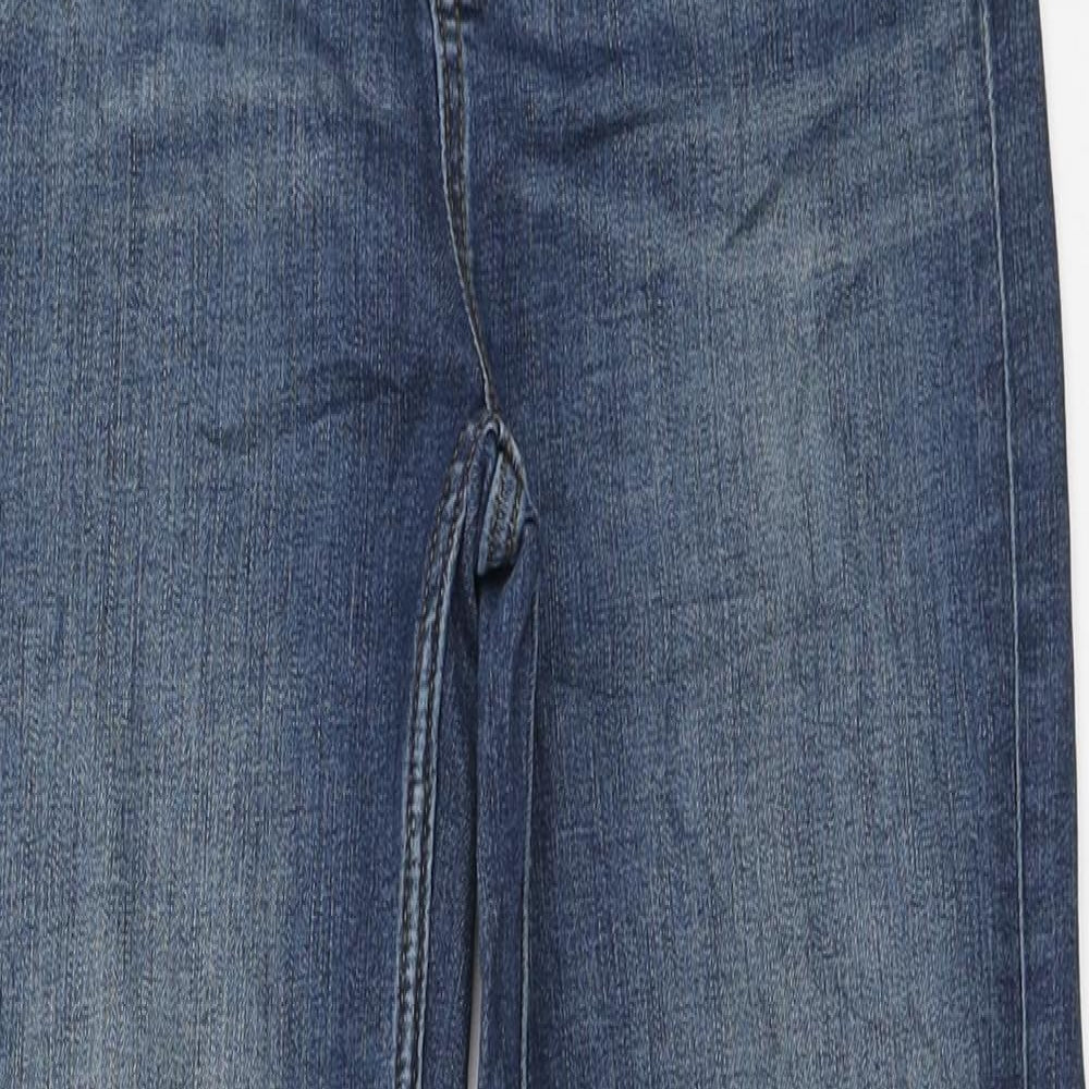 Marks and Spencer Womens Blue Polyester Straight Jeans Size 8 L27 in Regular Zip