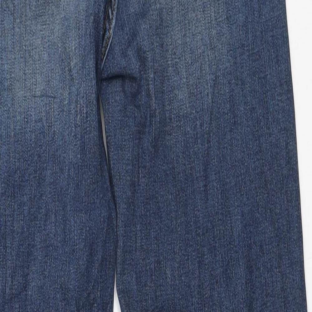 Marks and Spencer Womens Blue Polyester Straight Jeans Size 8 L27 in Regular Zip