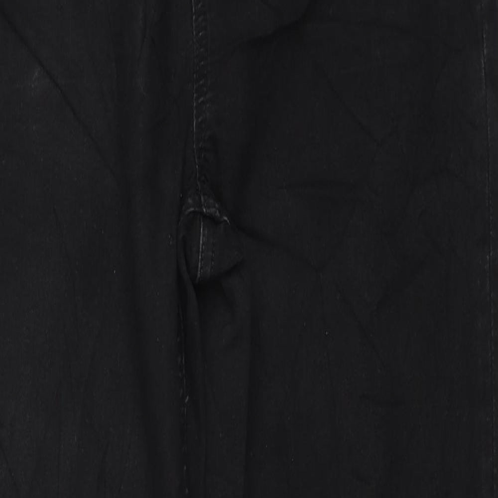 Marks and Spencer Womens Black Cotton Straight Jeans Size 14 L28 in Regular Zip