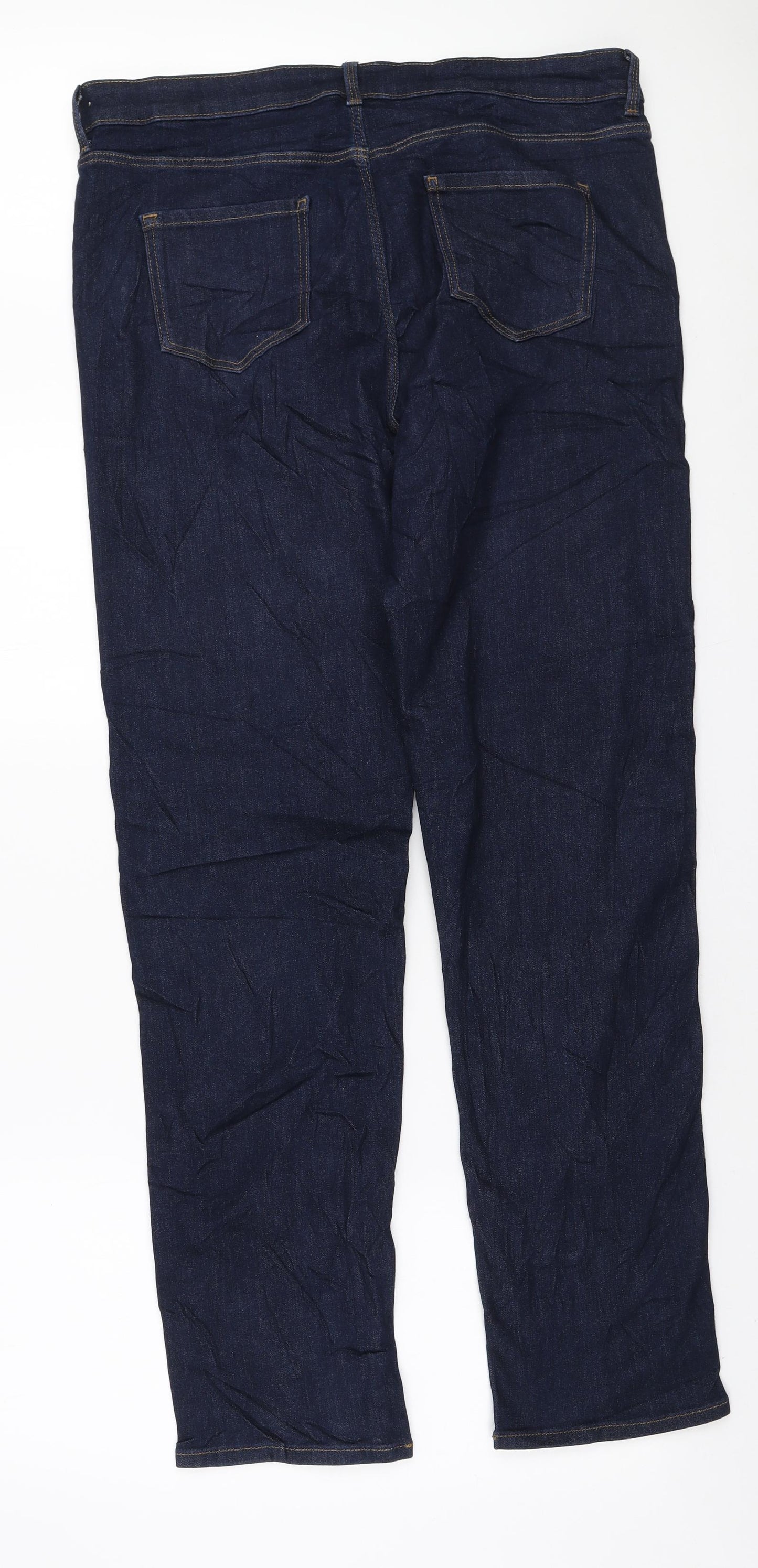 Marks and Spencer Womens Blue Polyester Straight Jeans Size 18 L30 in Regular Zip