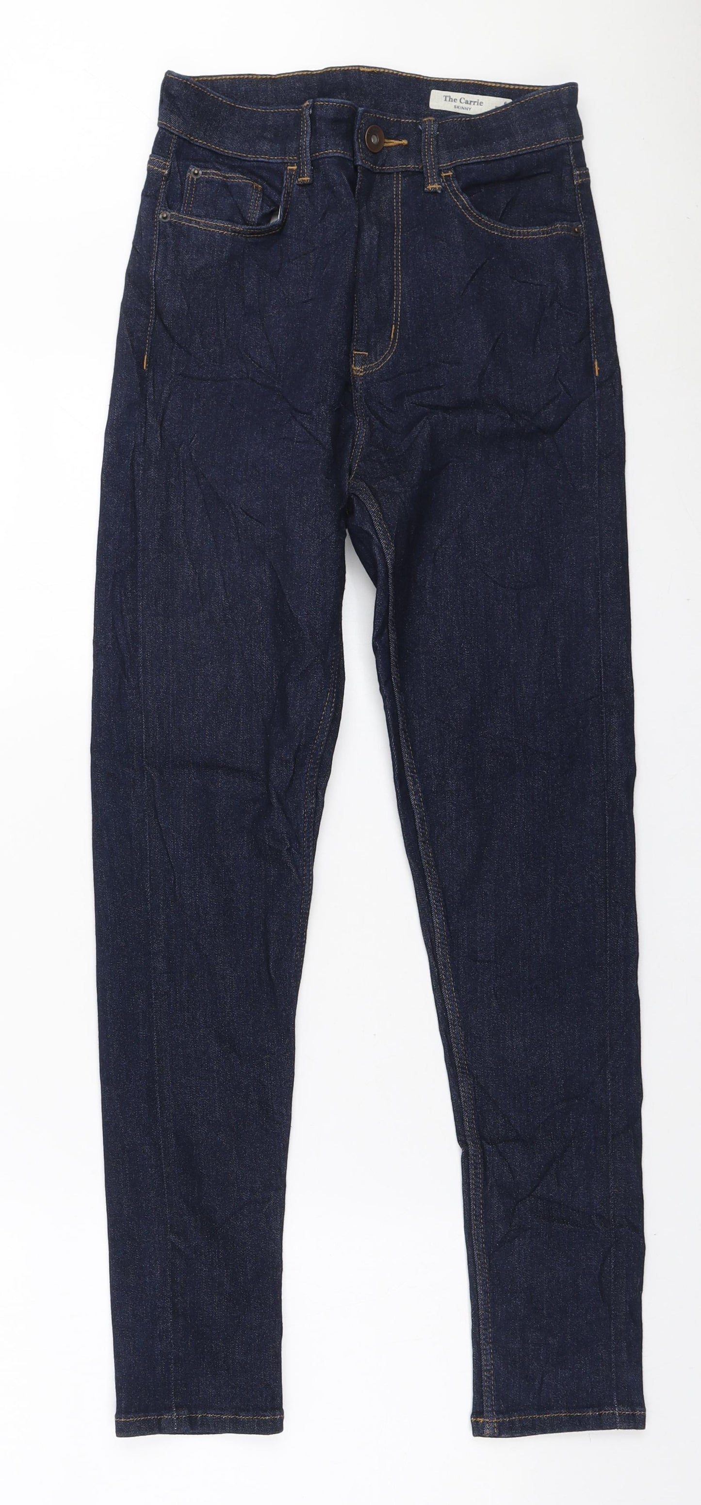 Marks and Spencer Womens Blue Polyester Skinny Jeans Size 6 L26 in Regular Zip