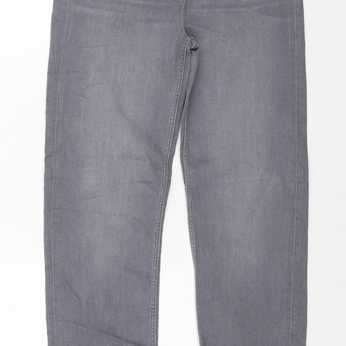 Marks and Spencer Womens Grey Polyester Straight Jeans Size 12 L28 in Regular Zip