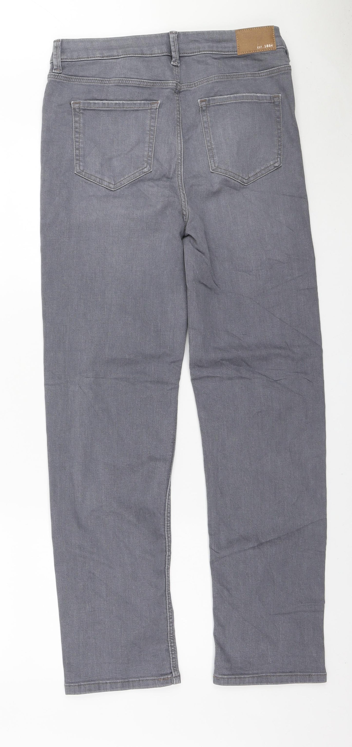 Marks and Spencer Womens Grey Polyester Straight Jeans Size 12 L28 in Regular Zip