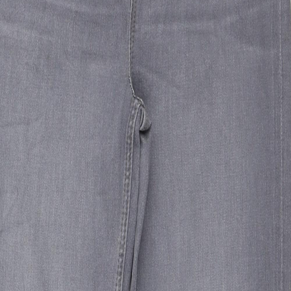 Marks and Spencer Womens Grey Polyester Straight Jeans Size 12 L28 in Regular Zip