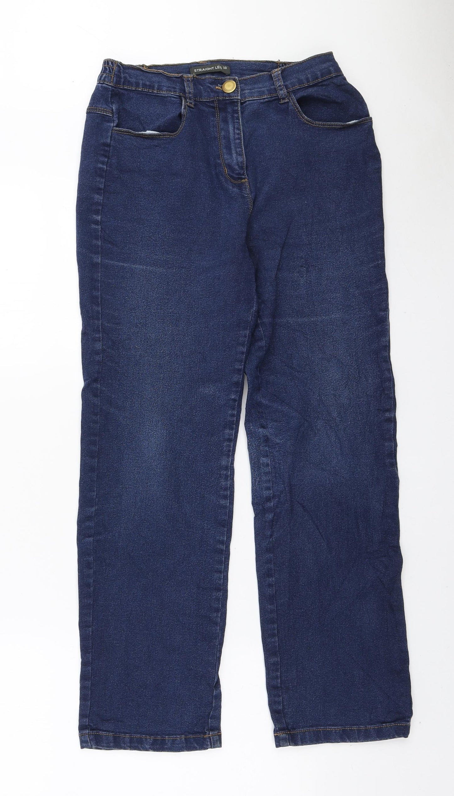 Bonmarché Womens Blue Polyester Straight Jeans Size 10 L25 in Regular Zip