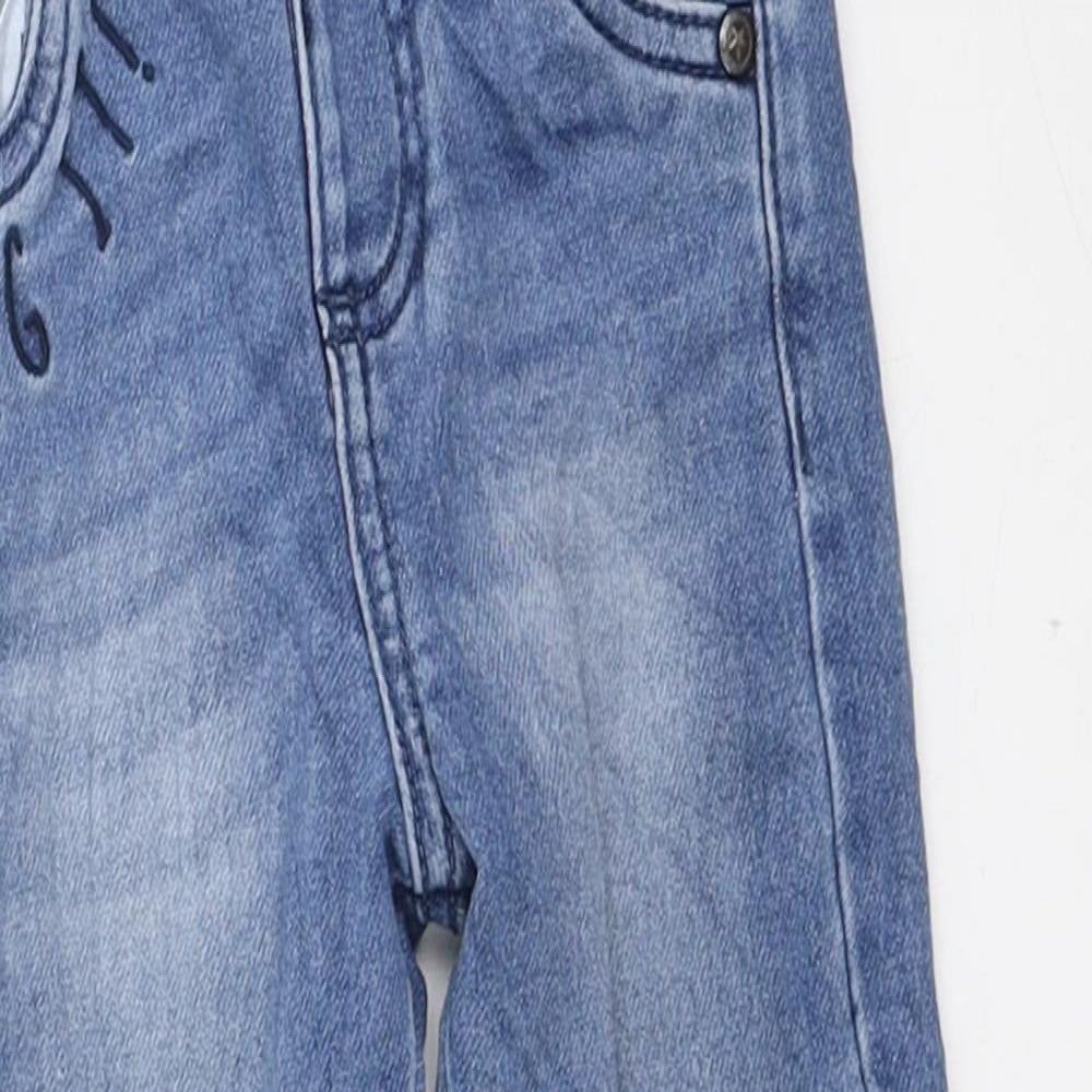 F&F Boys Blue Polyester Jogger Jeans Size 12-18 Months Button