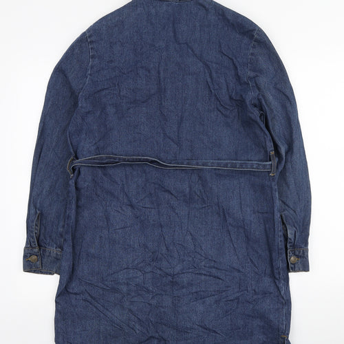 Pep & Co Womens Blue Cotton Shirt Dress Size 12 Collared Button