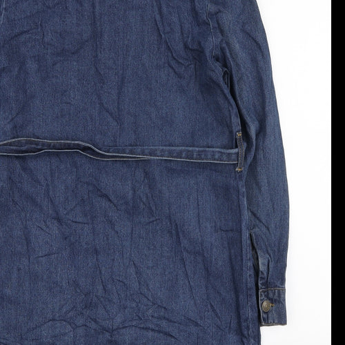 Pep & Co Womens Blue Cotton Shirt Dress Size 12 Collared Button