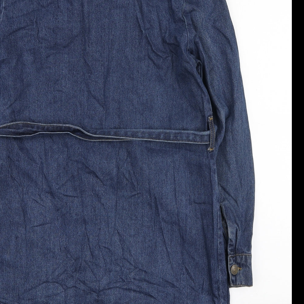 Pep & Co Womens Blue Cotton Shirt Dress Size 12 Collared Button