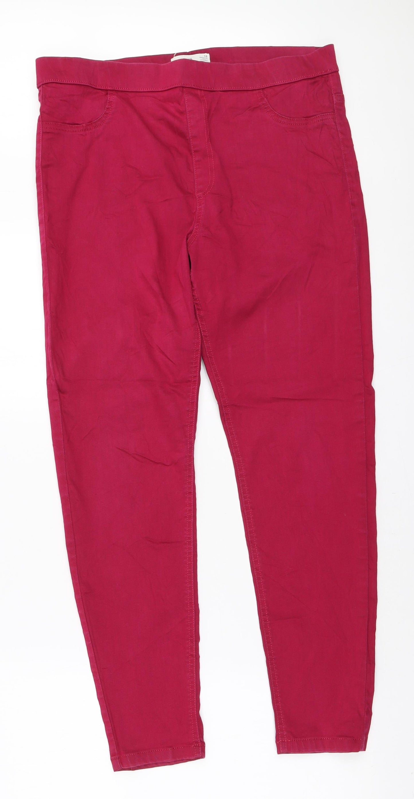 Marks and Spencer Womens Pink Polyester Jegging Jeans Size 16 L27 in Regular