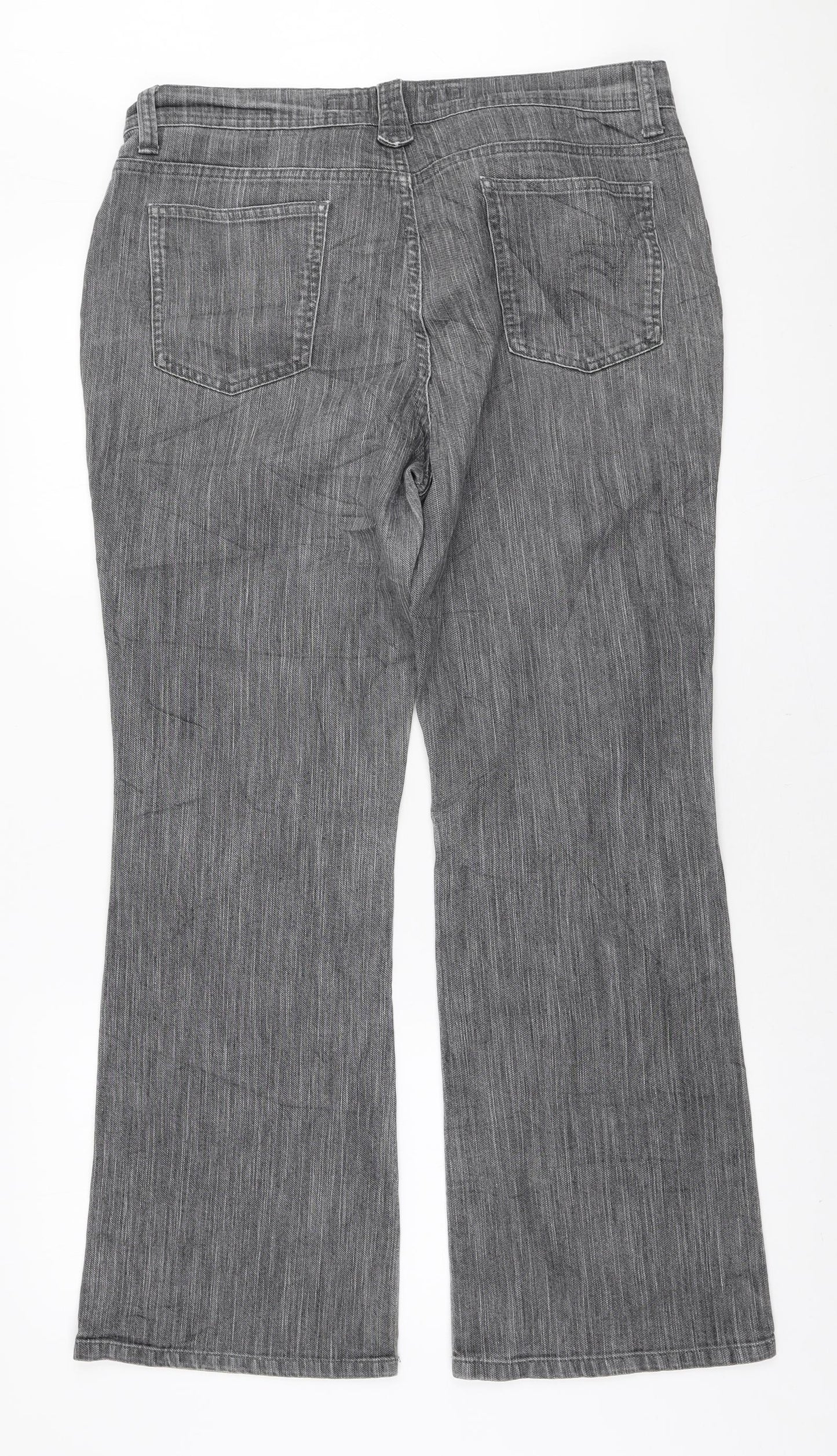 Marks and Spencer Womens Grey Polyester Bootcut Jeans Size 16 L28 in Regular Zip