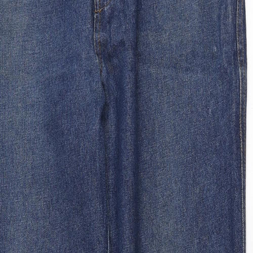 Preworn Mens Blue Cotton Straight Jeans Size 34 L31 in Regular Zip