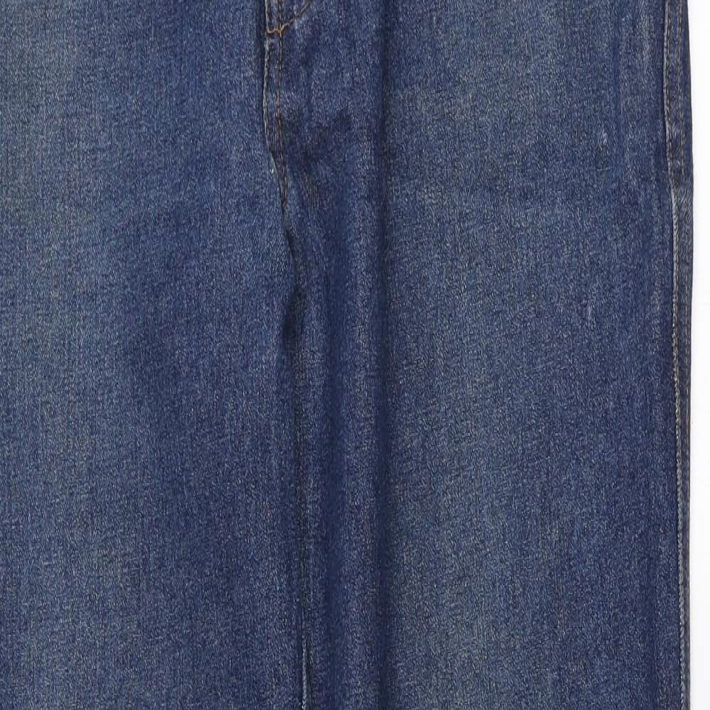 Preworn Mens Blue Cotton Straight Jeans Size 34 L31 in Regular Zip