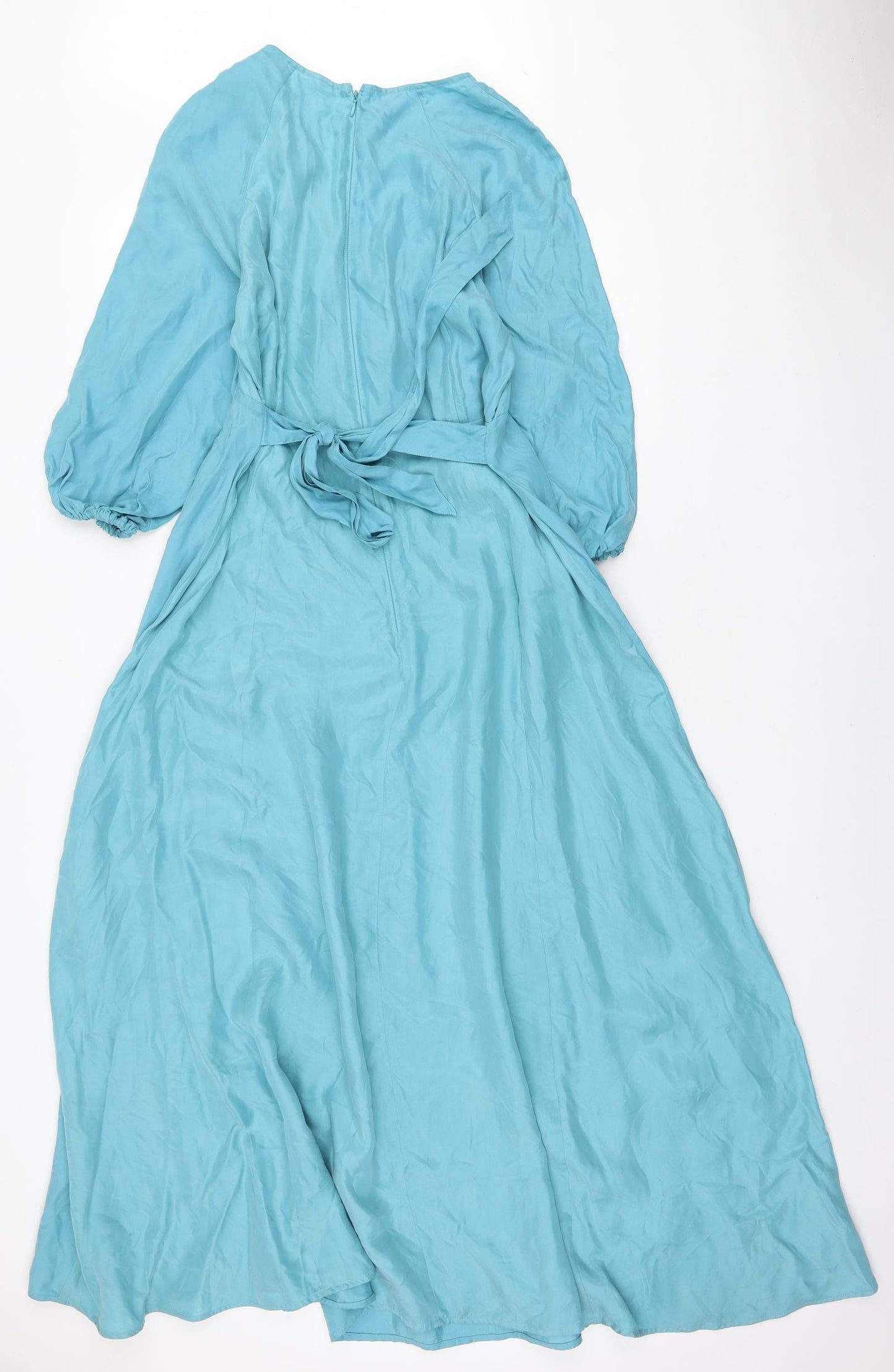 Marks and Spencer Womens Blue Polyester Fit & Flare Size 12 V-Neck Zip