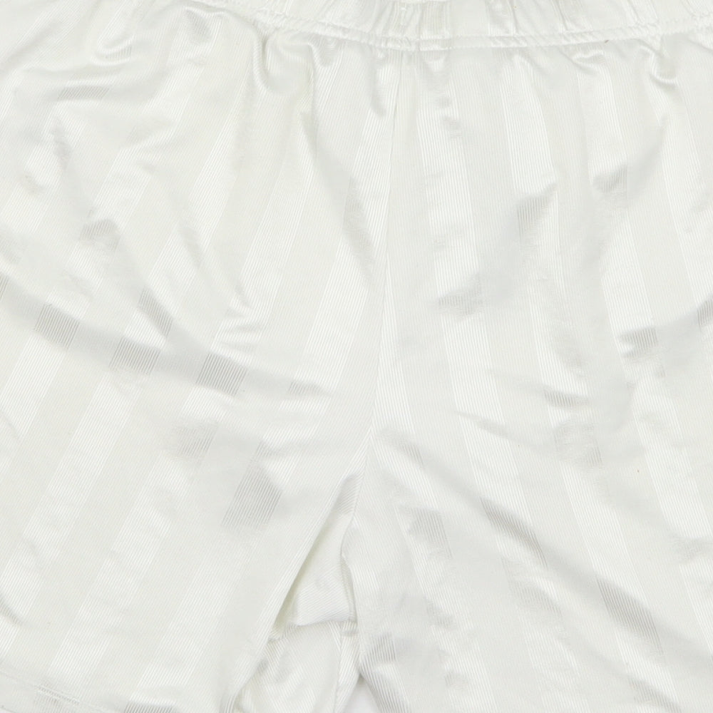 Nike Mens White Striped Polyester Sweat Shorts Size M L8 in Regular Drawstring